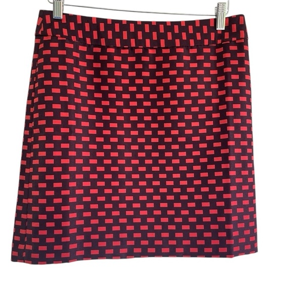 ANN TAYLOR LOFT Red Black Check Pencil Straight Skirt Size 6 - Picture 2 of 9
